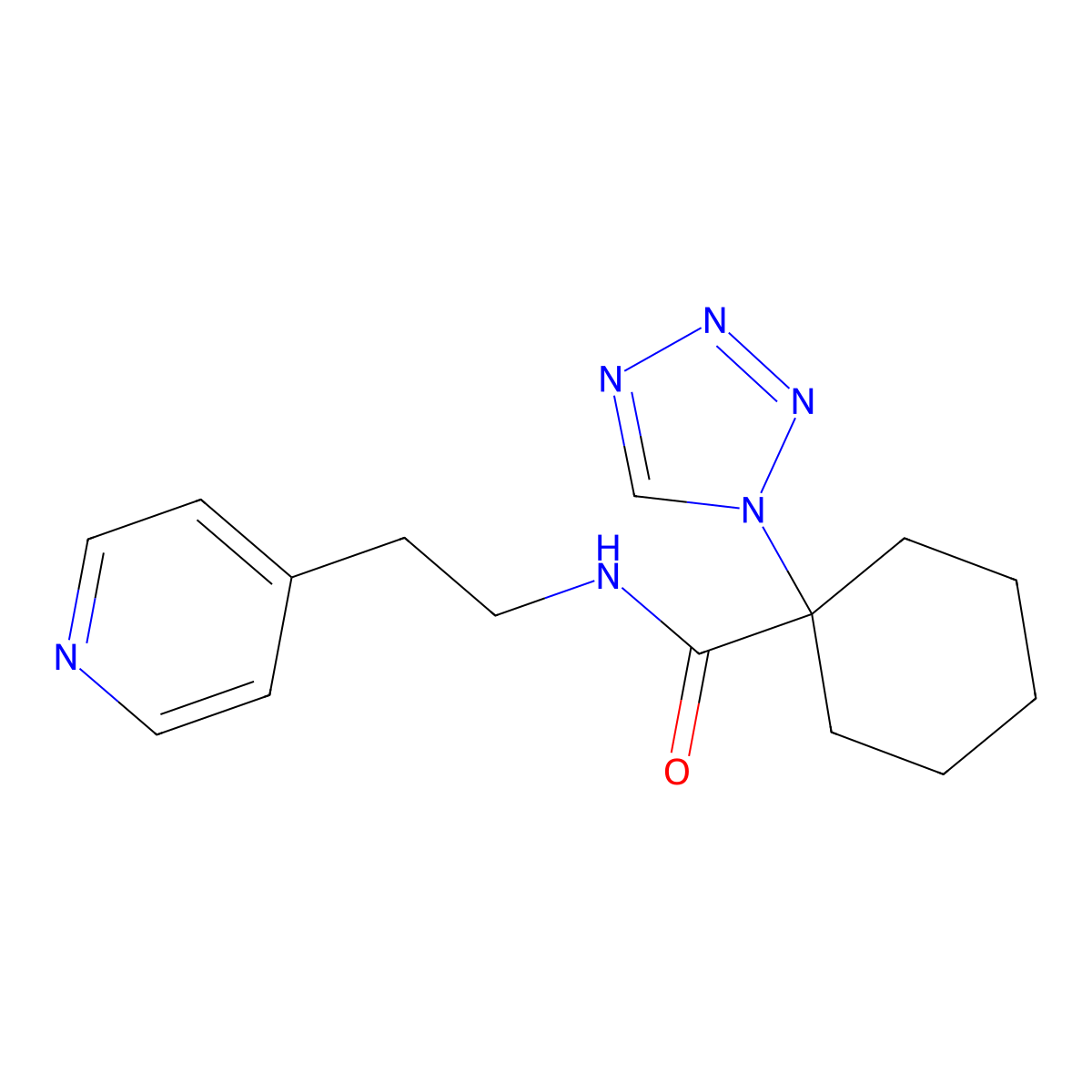 N-[2-(4-pyridyl)ethyl]-1-(1H-1,2,3,4-tetraazol-1-yl)-1-cyclohexanecarboxamide molecular structure, CAS 1401578-55-9