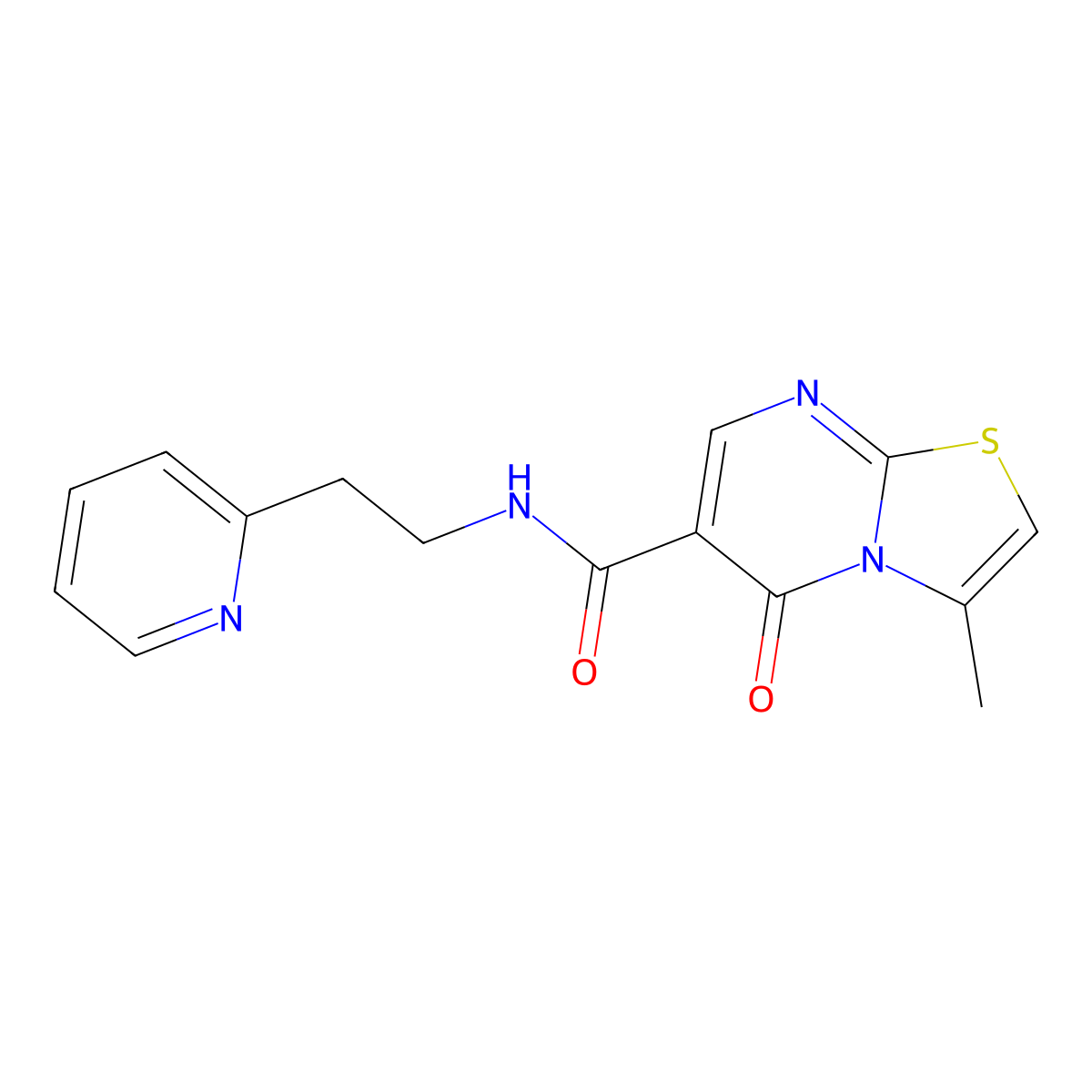 3-methyl-5-oxo-N-(2-(pyridin-2-yl)ethyl)-5H-thiazolo[3,2-a]pyrimidine-6-carboxamide molecular structure, CAS 1401578-56-0