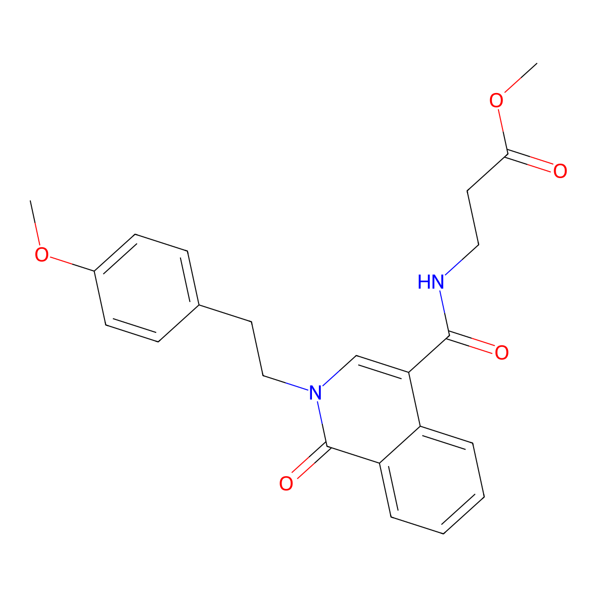 methyl N-({2-[2-(4-methoxyphenyl)ethyl]-1-oxo-1,2-dihydroisoquinolin-4-yl}carbonyl)-beta-alaninate molecular structure, CAS 1401578-57-1