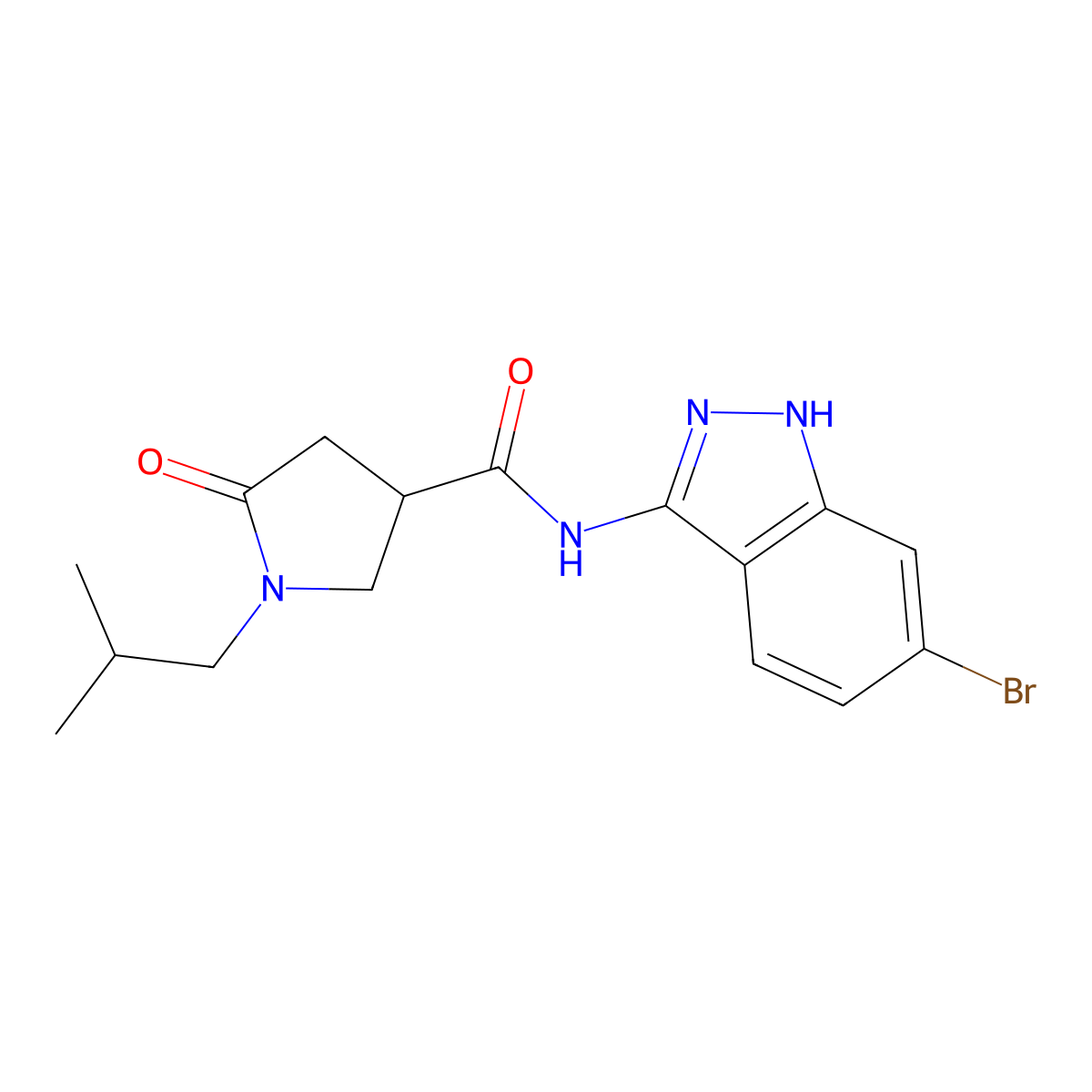 N-(6-bromo-1H-indazol-3-yl)-1-(2-methylpropyl)-5-oxopyrrolidine-3-carboxamide molecular structure, CAS 1401578-60-6