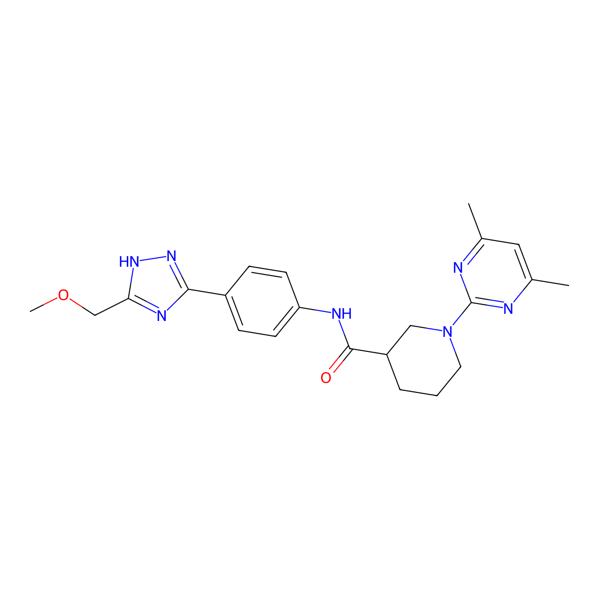 1-(4,6-dimethylpyrimidin-2-yl)-N-{4-[5-(methoxymethyl)-1H-1,2,4-triazol-3-yl]phenyl}piperidine-3-carboxamide molecular structure, CAS 1401578-61-7