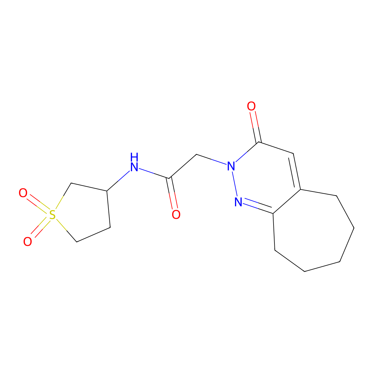 N-(1,1-dioxidotetrahydrothiophen-3-yl)-2-(3-oxo-3,5,6,7,8,9-hexahydro-2H-cyclohepta[c]pyridazin-2-yl)acetamide molecular structure, CAS 1401578-84-4