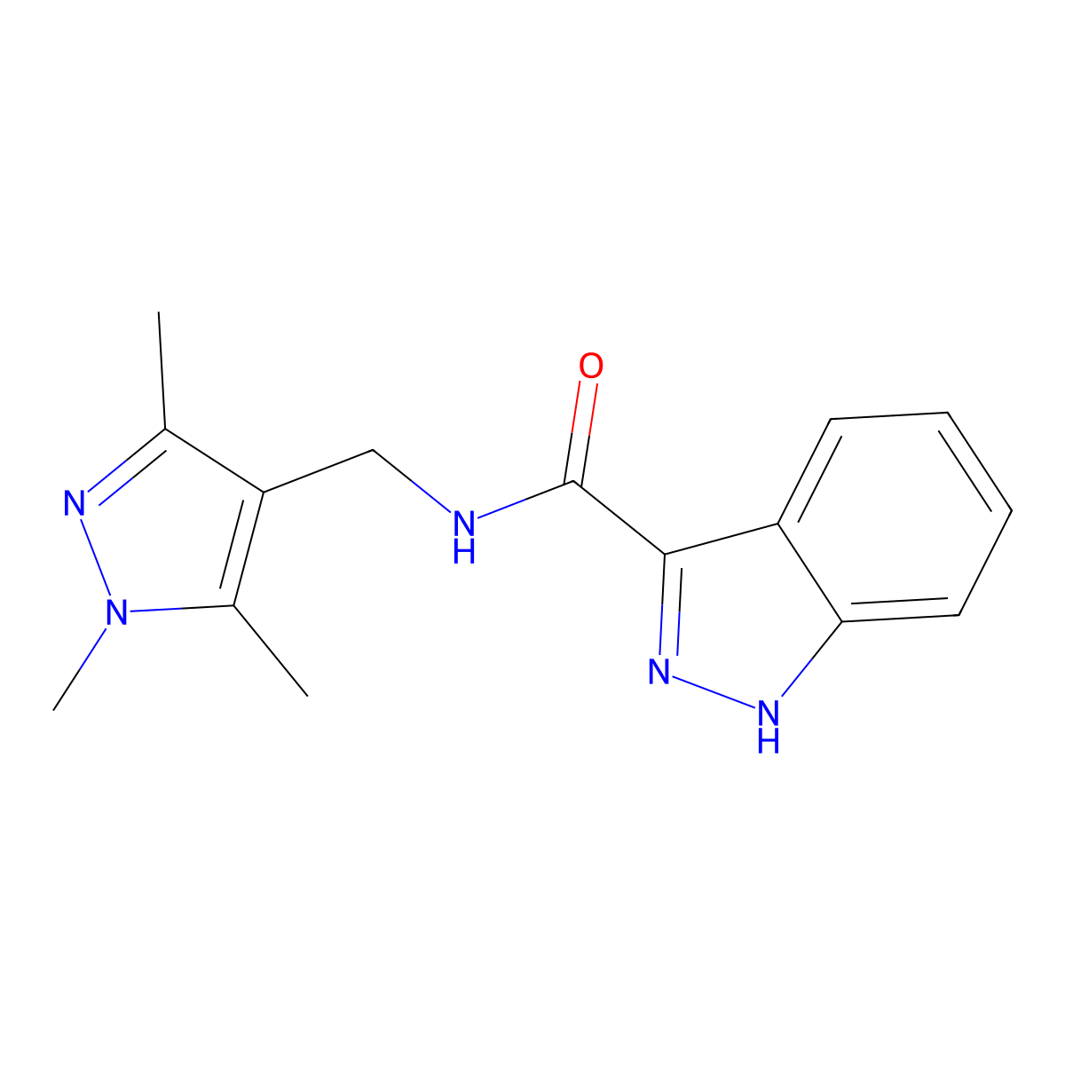 N-[(1,3,5-trimethyl-1H-pyrazol-4-yl)methyl]-1H-indazole-3-carboxamide molecular structure, CAS 1401579-11-0