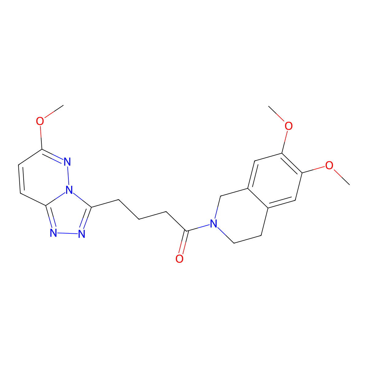 1-(6,7-dimethoxy-3,4-dihydroisoquinolin-2(1H)-yl)-4-(6-methoxy[1,2,4]triazolo[4,3-b]pyridazin-3-yl)butan-1-one molecular structure, CAS 1401579-16-5