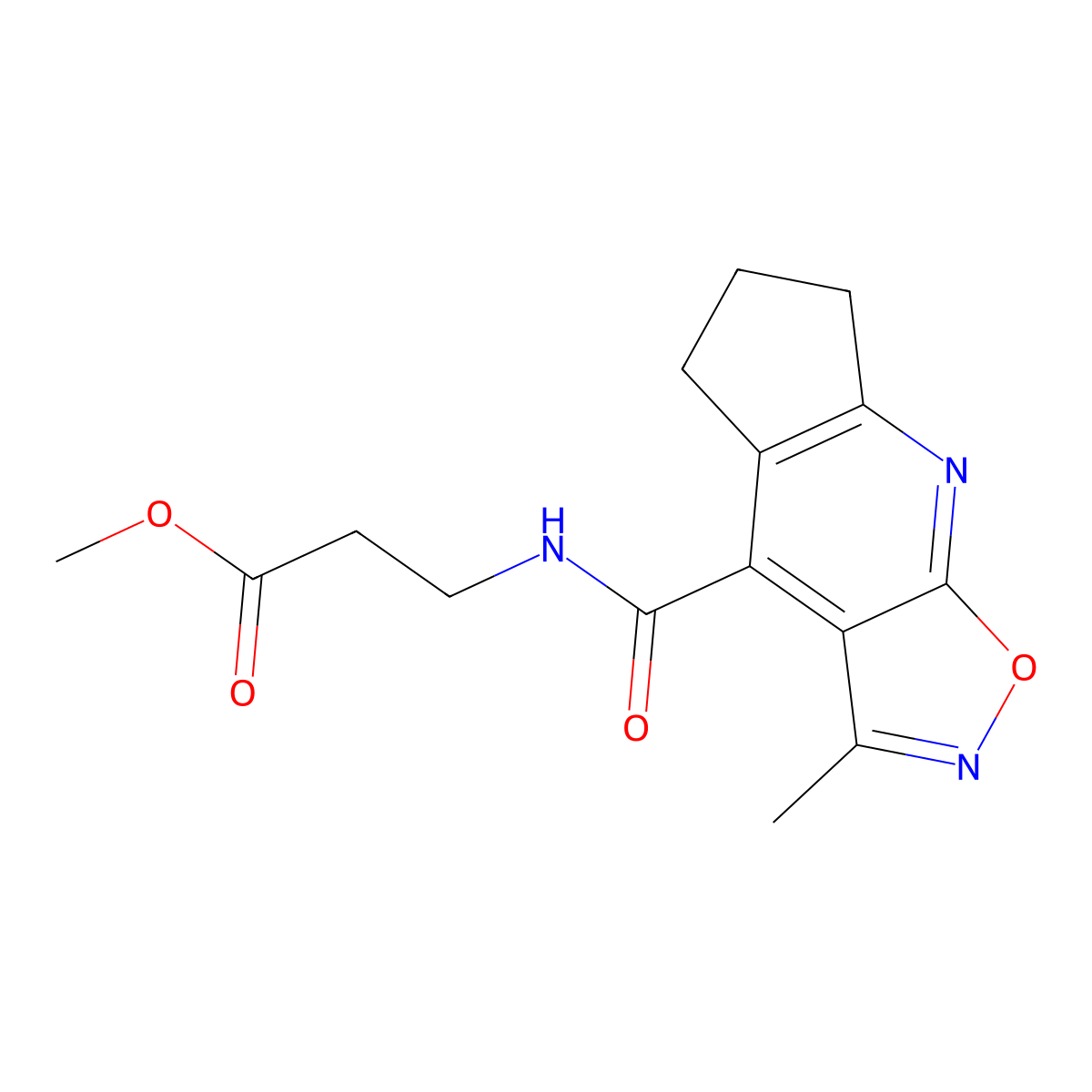 methyl 3-(3-methyl-6,7-dihydro-5H-cyclopenta[b]isoxazolo[4,5-e]pyridine-4-carboxamido)propanoate molecular structure, CAS 1401579-22-3