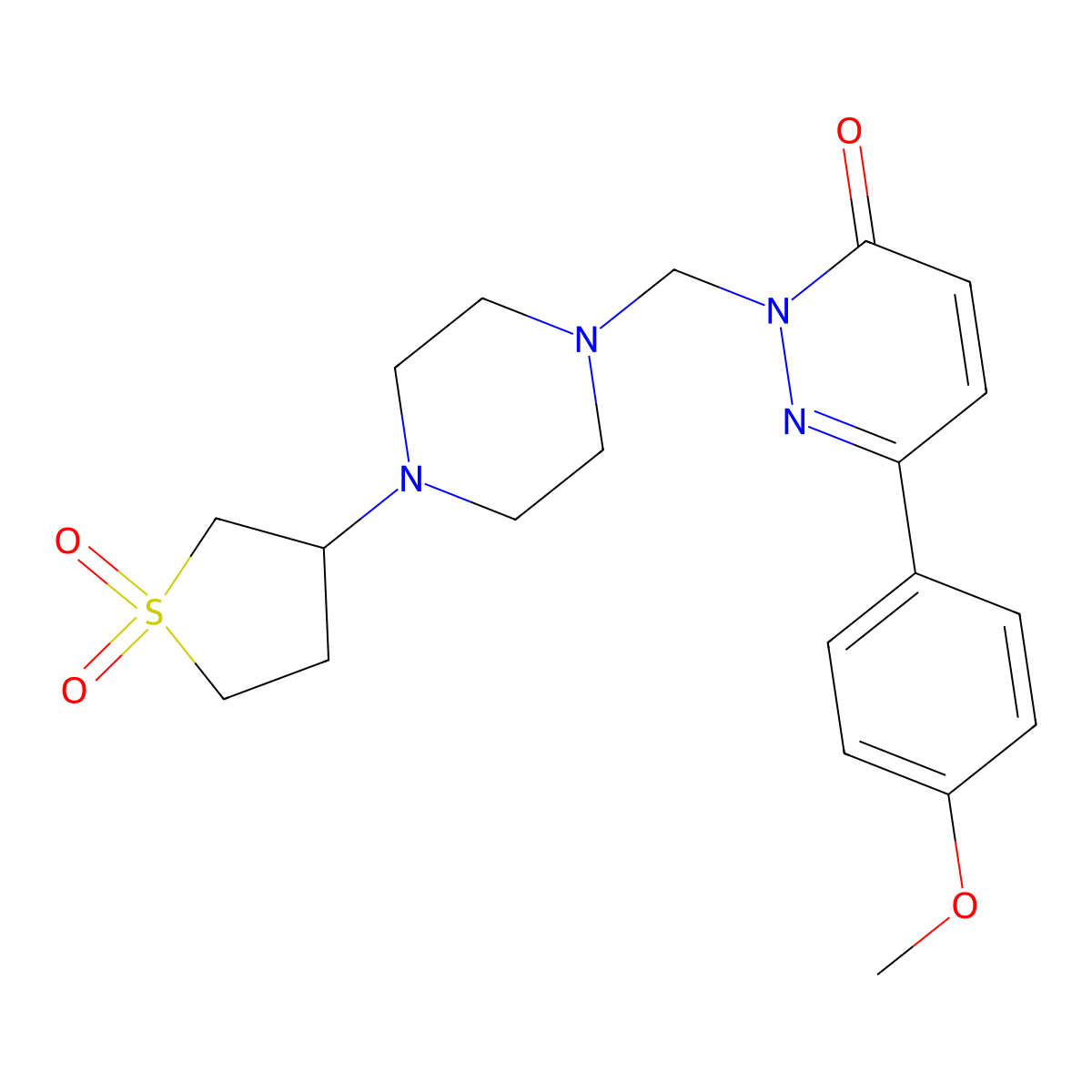 2-((4-(1,1-dioxidotetrahydrothiophen-3-yl)piperazin-1-yl)methyl)-6-(4-methoxyphenyl)pyridazin-3(2H)-one molecular structure, CAS 1401579-26-7