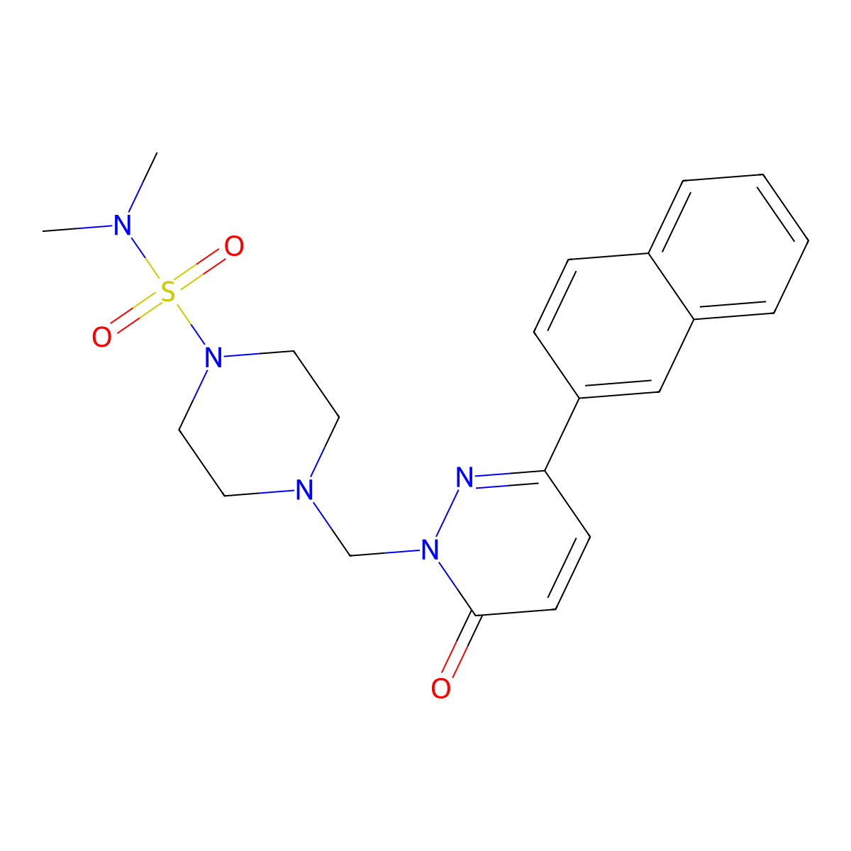 N,N-dimethyl-4-{[3-(naphthalen-2-yl)-6-oxopyridazin-1(6H)-yl]methyl}piperazine-1-sulfonamide molecular structure, CAS 1401579-34-7
