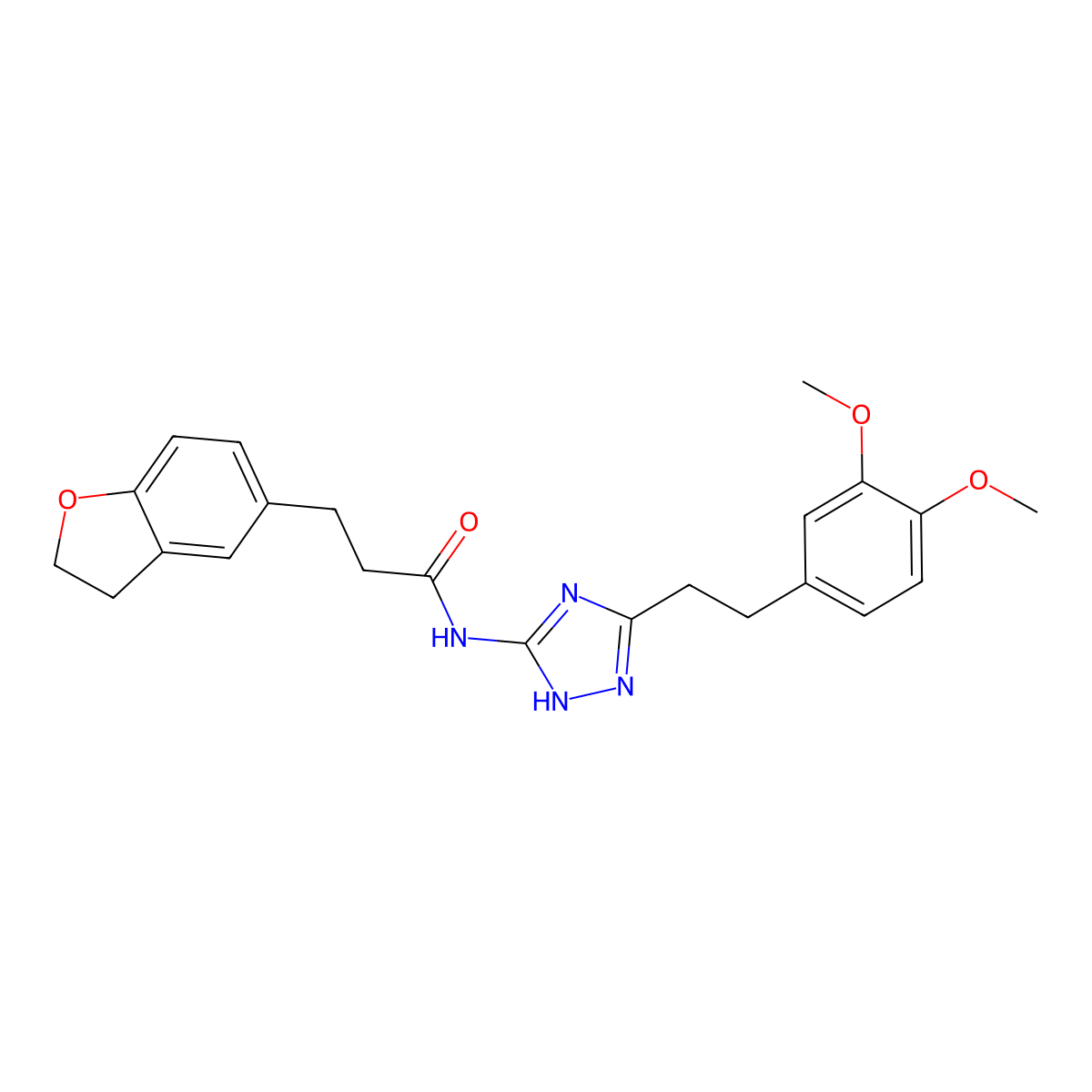 3-(2,3-dihydro-1-benzofuran-5-yl)-N-{3-[2-(3,4-dimethoxyphenyl)ethyl]-1H-1,2,4-triazol-5-yl}propanamide molecular structure, CAS 1401579-50-7