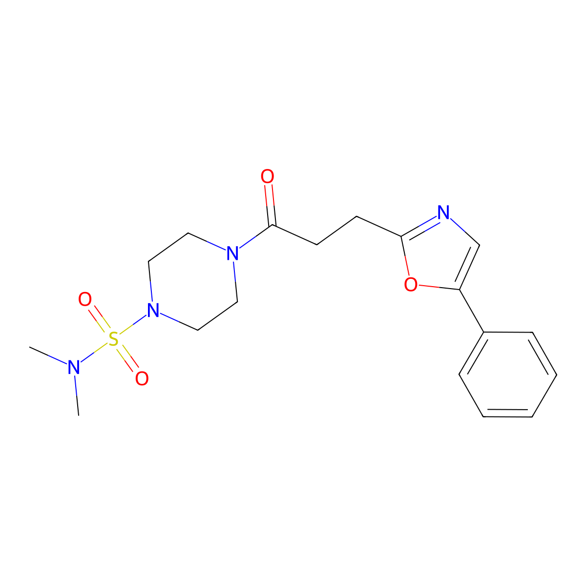 N,N-dimethyl-4-[3-(5-phenyl-1,3-oxazol-2-yl)propanoyl]piperazine-1-sulfonamide molecular structure, CAS 1401579-57-4