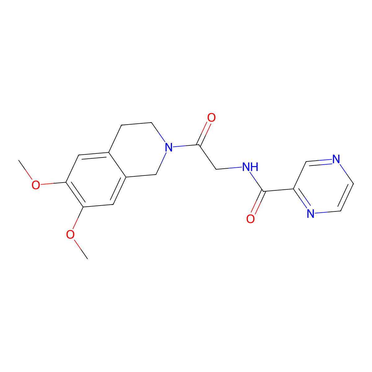 N-[2-(6,7-dimethoxy-3,4-dihydroisoquinolin-2(1H)-yl)-2-oxoethyl]pyrazine-2-carboxamide molecular structure, CAS 1401579-58-5