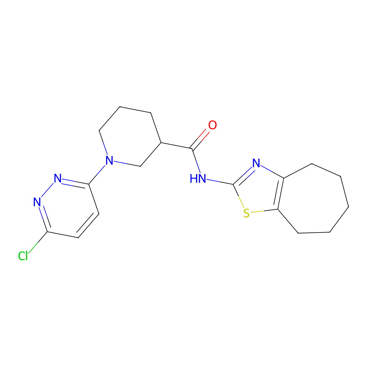 1-(6-chloropyridazin-3-yl)-N-(5,6,7,8-tetrahydro-4H-cyclohepta[d]thiazol-2-yl)piperidine-3-carboxamide molecular structure, CAS 1401579-71-2