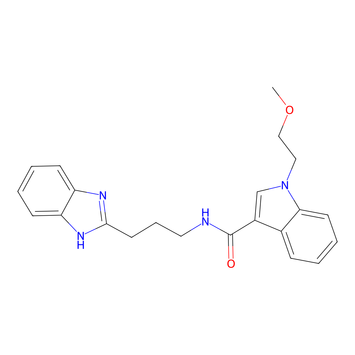N-[3-(1H-benzimidazol-2-yl)propyl]-1-(2-methoxyethyl)-1H-indole-3-carboxamide molecular structure, CAS 1401579-76-7