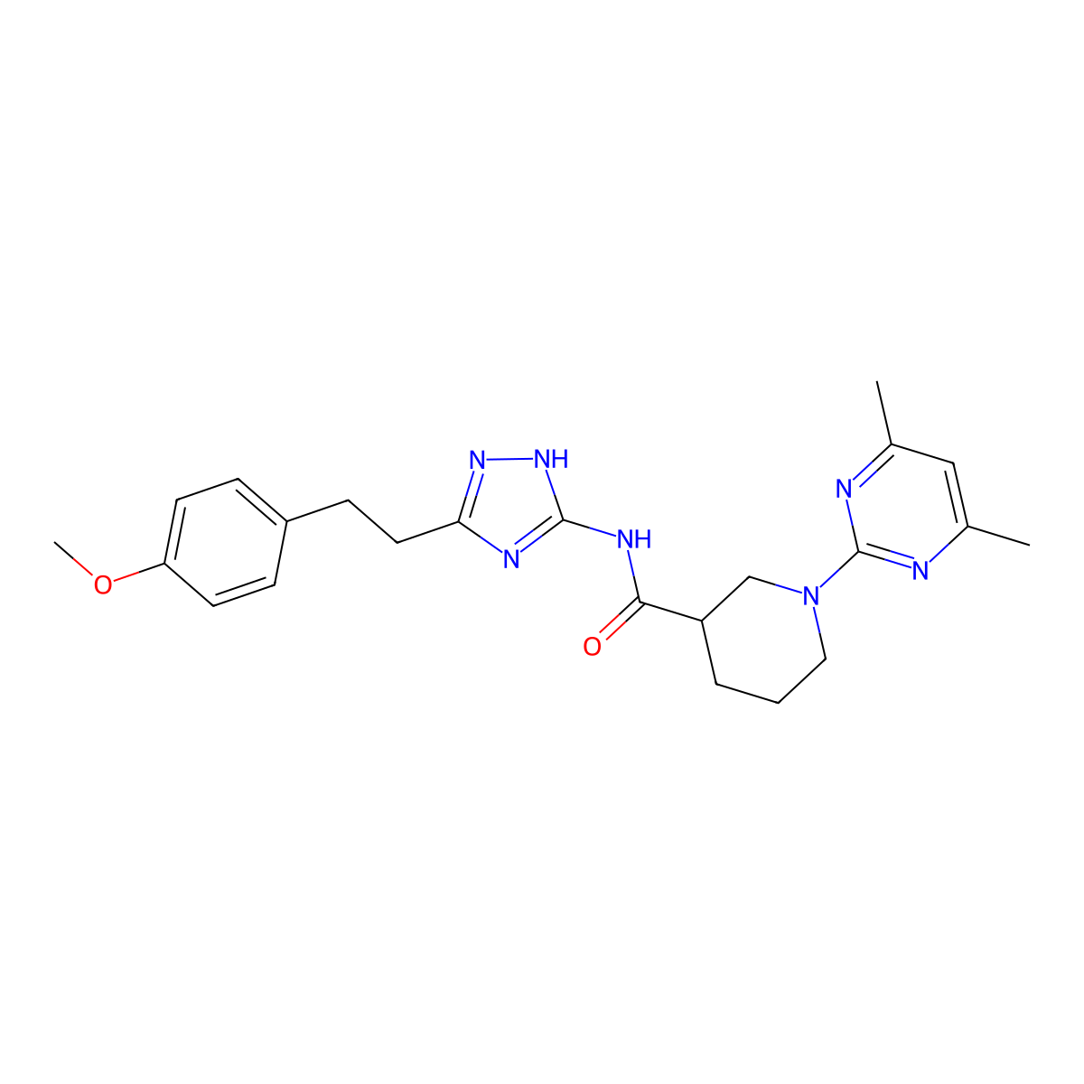 1-(4,6-dimethylpyrimidin-2-yl)-N-{3-[2-(4-methoxyphenyl)ethyl]-1H-1,2,4-triazol-5-yl}piperidine-3-carboxamide molecular structure, CAS 1401579-82-5