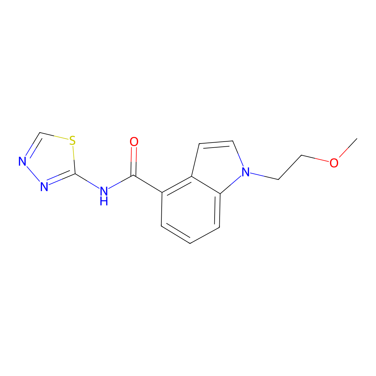 1-(2-methoxyethyl)-N-(1,3,4-thiadiazol-2-yl)-1H-indole-4-carboxamide molecular structure, CAS 1401579-89-2