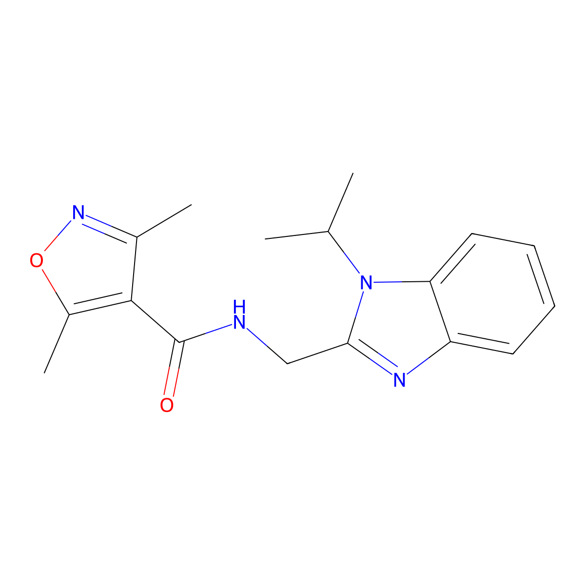 3,5-dimethyl-N-{[1-(propan-2-yl)-1H-benzimidazol-2-yl]methyl}-1,2-oxazole-4-carboxamide molecular structure, CAS 1401579-96-1