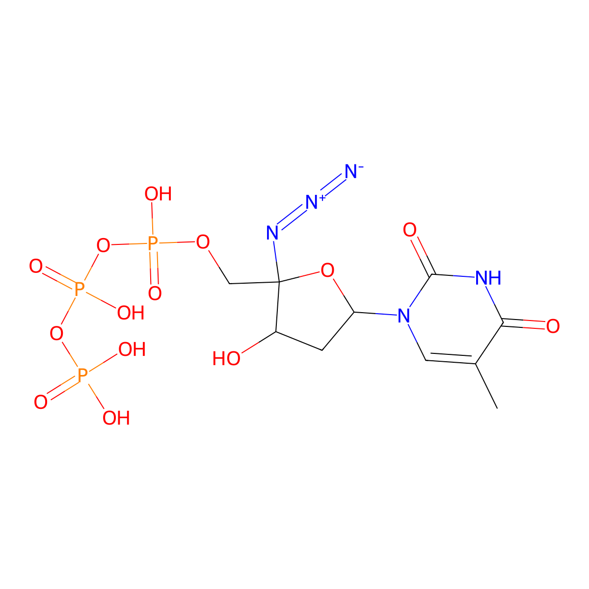 4'-Azidothymidine 5'-triphosphate molecular structure, CAS 140158-13-0