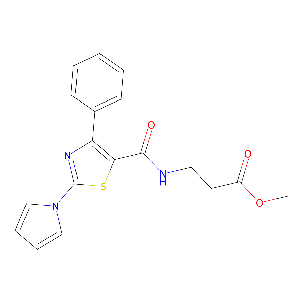 methyl N-{[4-phenyl-2-(1H-pyrrol-1-yl)-1,3-thiazol-5-yl]carbonyl}-beta-alaninate molecular structure, CAS 1401580-02-6