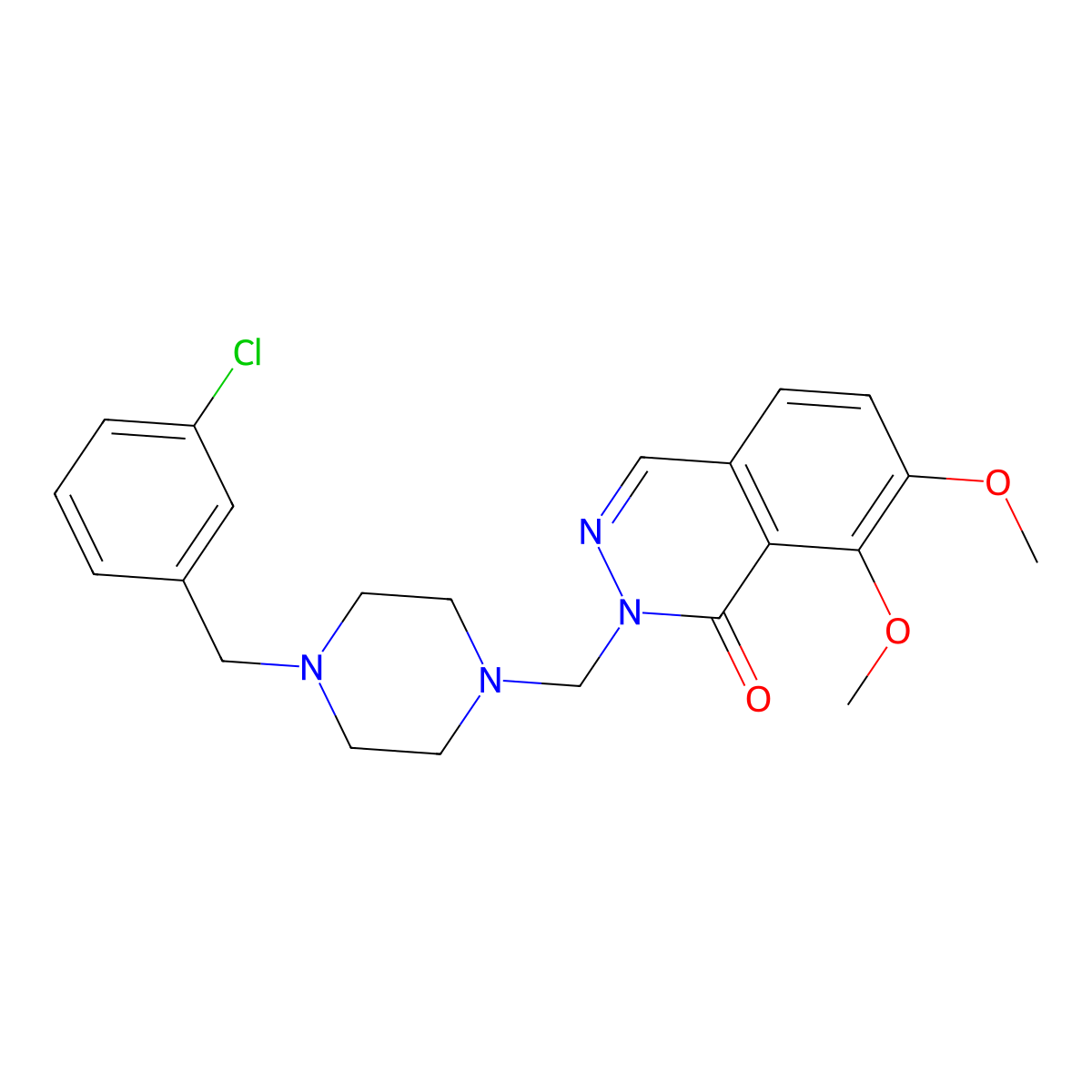 2-{[4-(3-chlorobenzyl)piperazin-1-yl]methyl}-7,8-dimethoxyphthalazin-1(2H)-one molecular structure, CAS 1401580-08-2