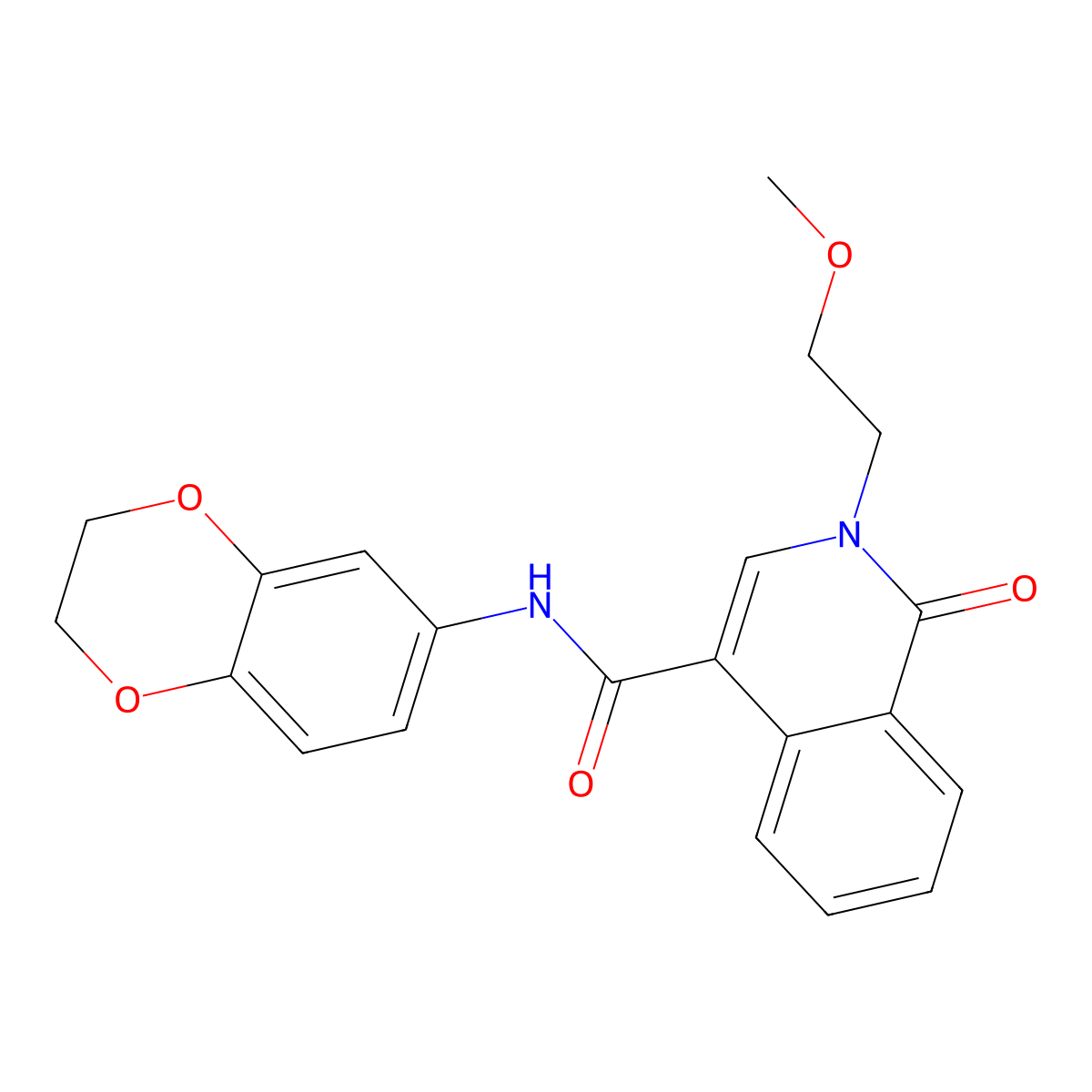 N-(2,3-dihydro-1,4-benzodioxin-6-yl)-2-(2-methoxyethyl)-1-oxo-1,2-dihydroisoquinoline-4-carboxamide molecular structure, CAS 1401580-12-8