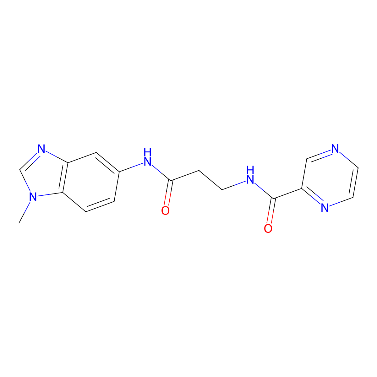 N-{3-[(1-methyl-1H-benzimidazol-5-yl)amino]-3-oxopropyl}pyrazine-2-carboxamide molecular structure, CAS 1401580-24-2