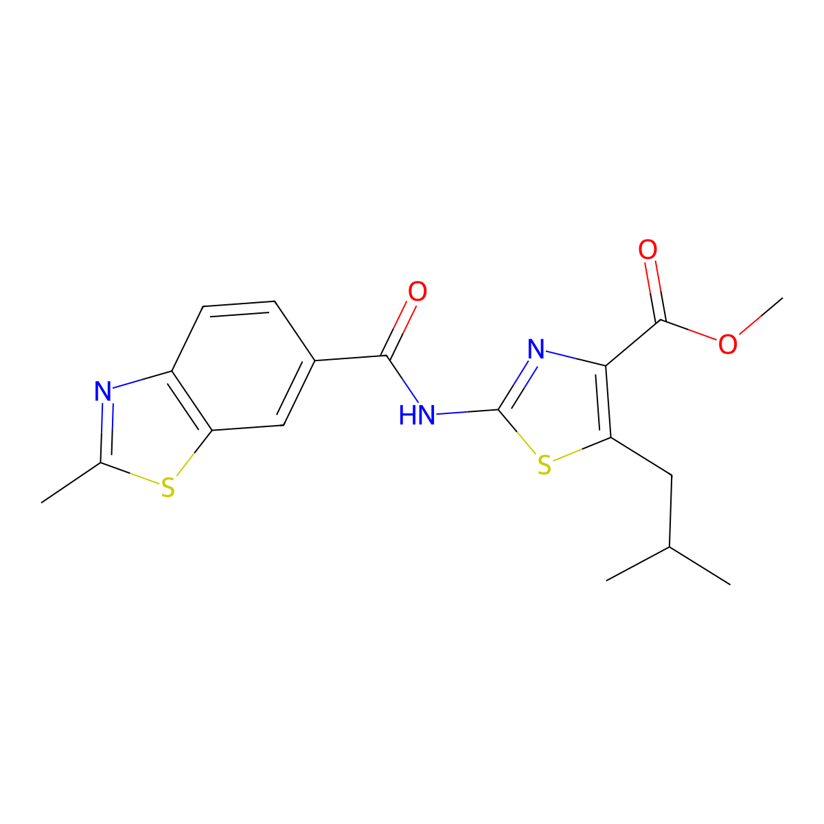 methyl (2E)-2-{[(2-methyl-1,3-benzothiazol-6-yl)carbonyl]imino}-5-(2-methylpropyl)-2,3-dihydro-1,3-thiazole-4-carboxylate molecular structure, CAS 1401580-27-5