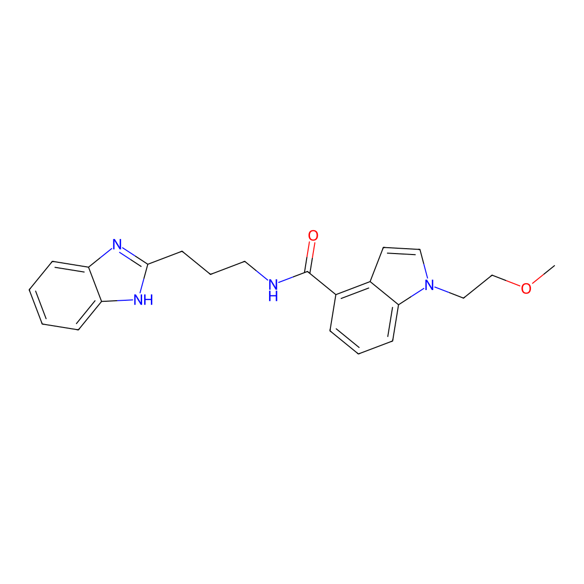 N-[3-(1H-benzimidazol-2-yl)propyl]-1-(2-methoxyethyl)-1H-indole-4-carboxamide molecular structure, CAS 1401580-37-7