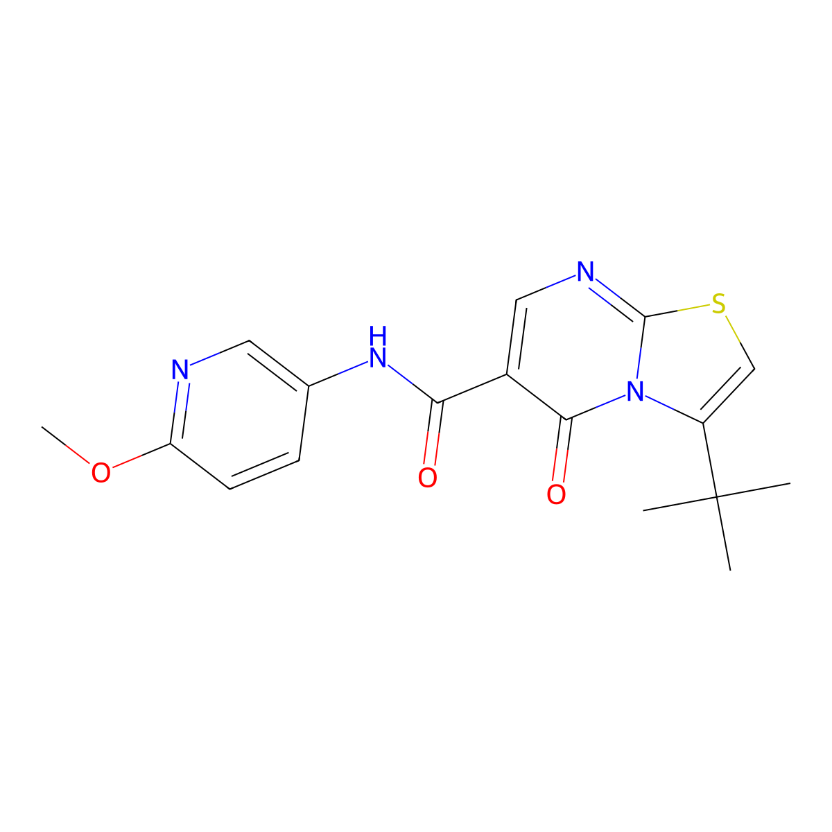 3-(tert-butyl)-N-(6-methoxypyridin-3-yl)-5-oxo-5H-thiazolo[3,2-a]pyrimidine-6-carboxamide molecular structure, CAS 1401580-58-2