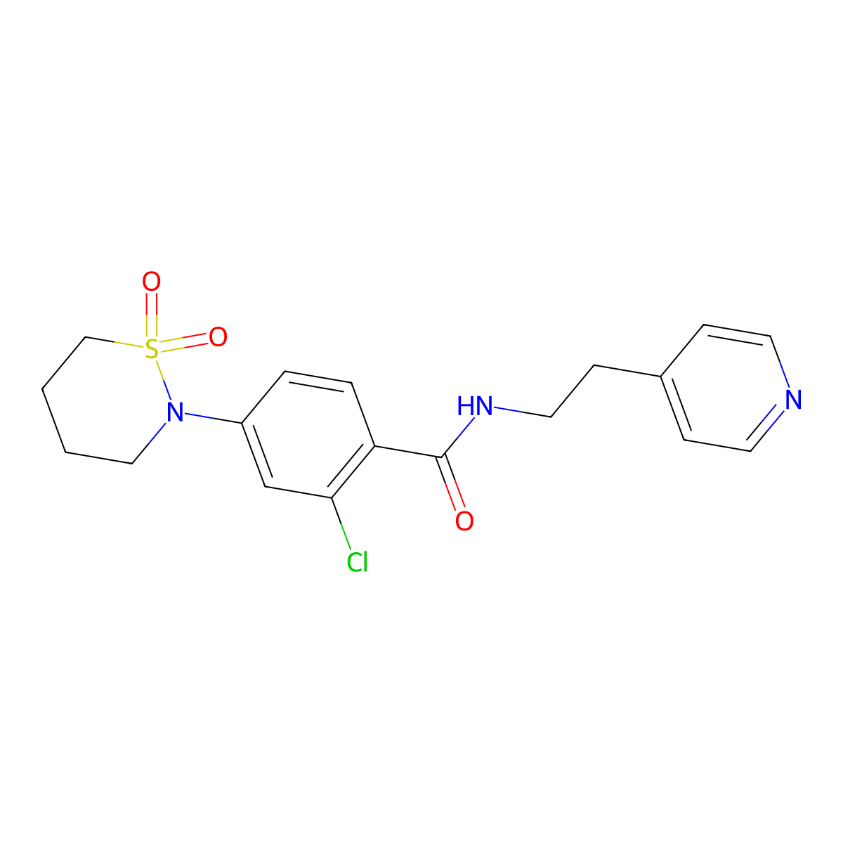 2-chloro-4-(1,1-dioxo-1lambda,2-thiazinan-2-yl)-N-[2-(4-pyridyl)ethyl]benzamide molecular structure, CAS 1401580-62-8