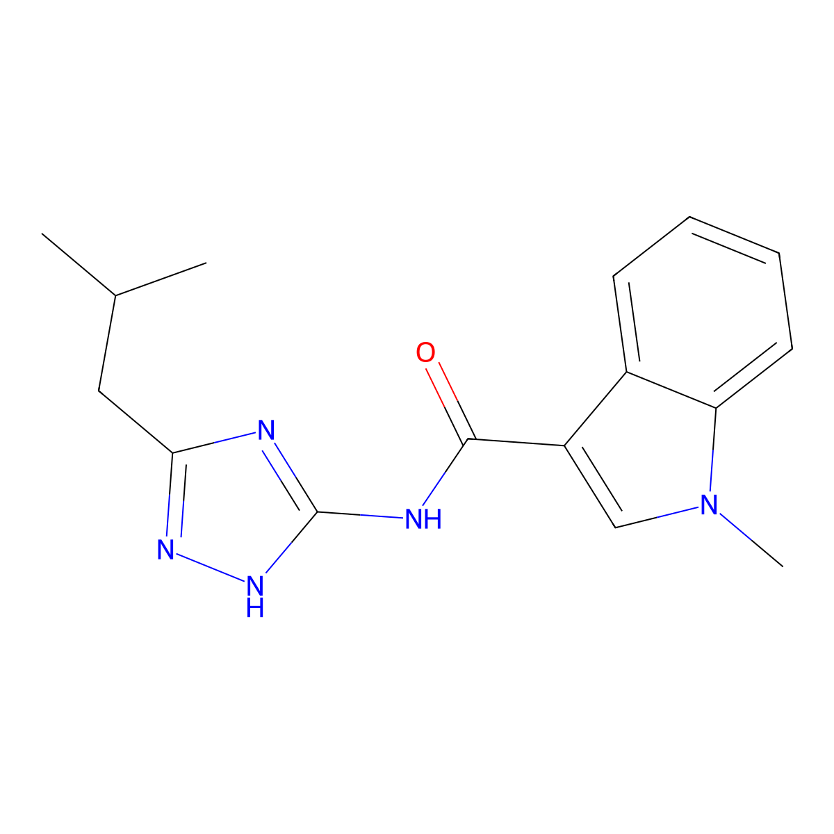 1-methyl-N-[3-(2-methylpropyl)-1H-1,2,4-triazol-5-yl]-1H-indole-3-carboxamide molecular structure, CAS 1401580-76-4