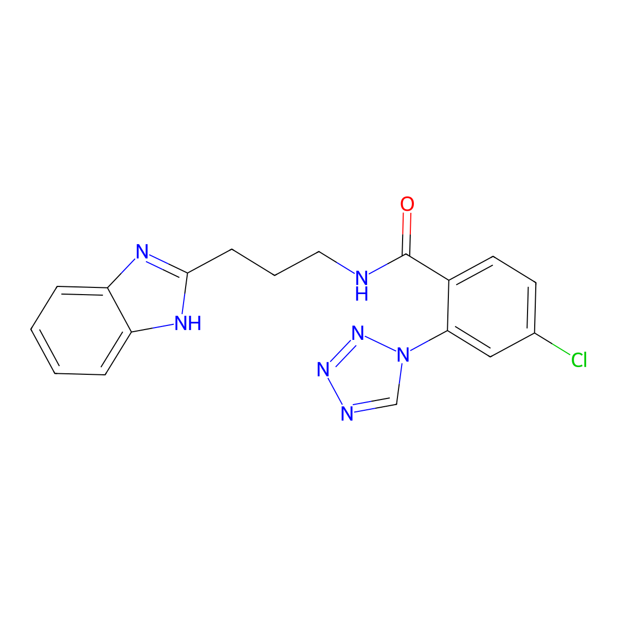 N-[3-(1H-benzimidazol-2-yl)propyl]-4-chloro-2-(1H-tetrazol-1-yl)benzamide molecular structure, CAS 1401580-79-7
