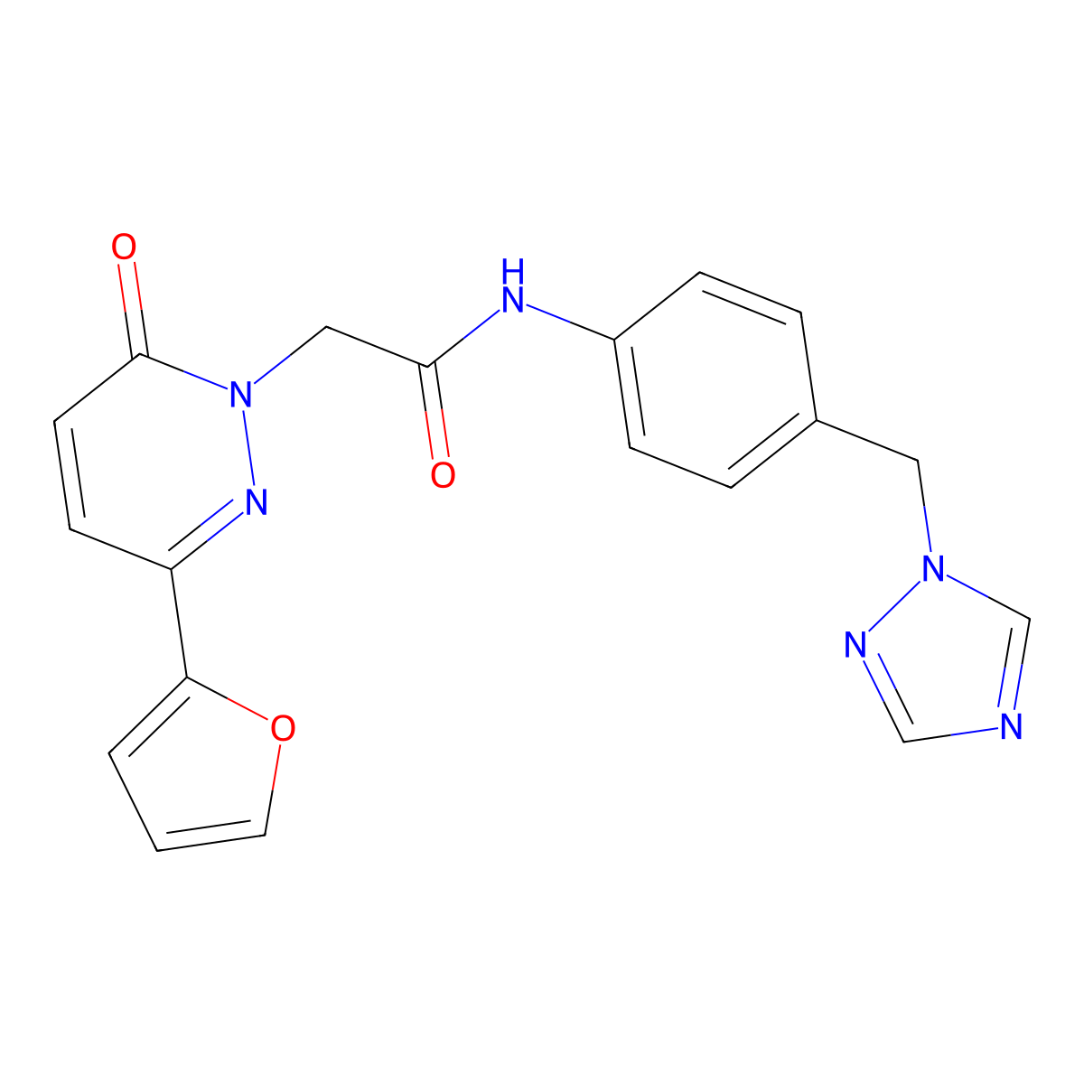 2-[3-(furan-2-yl)-6-oxopyridazin-1(6H)-yl]-N-[4-(1H-1,2,4-triazol-1-ylmethyl)phenyl]acetamide molecular structure, CAS 1401580-83-3