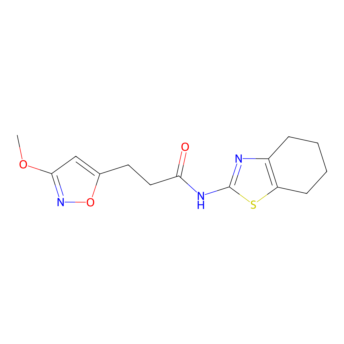 3-(3-methoxyisoxazol-5-yl)-N-(4,5,6,7-tetrahydrobenzo[d]thiazol-2-yl)propanamide molecular structure, CAS 1401581-07-4