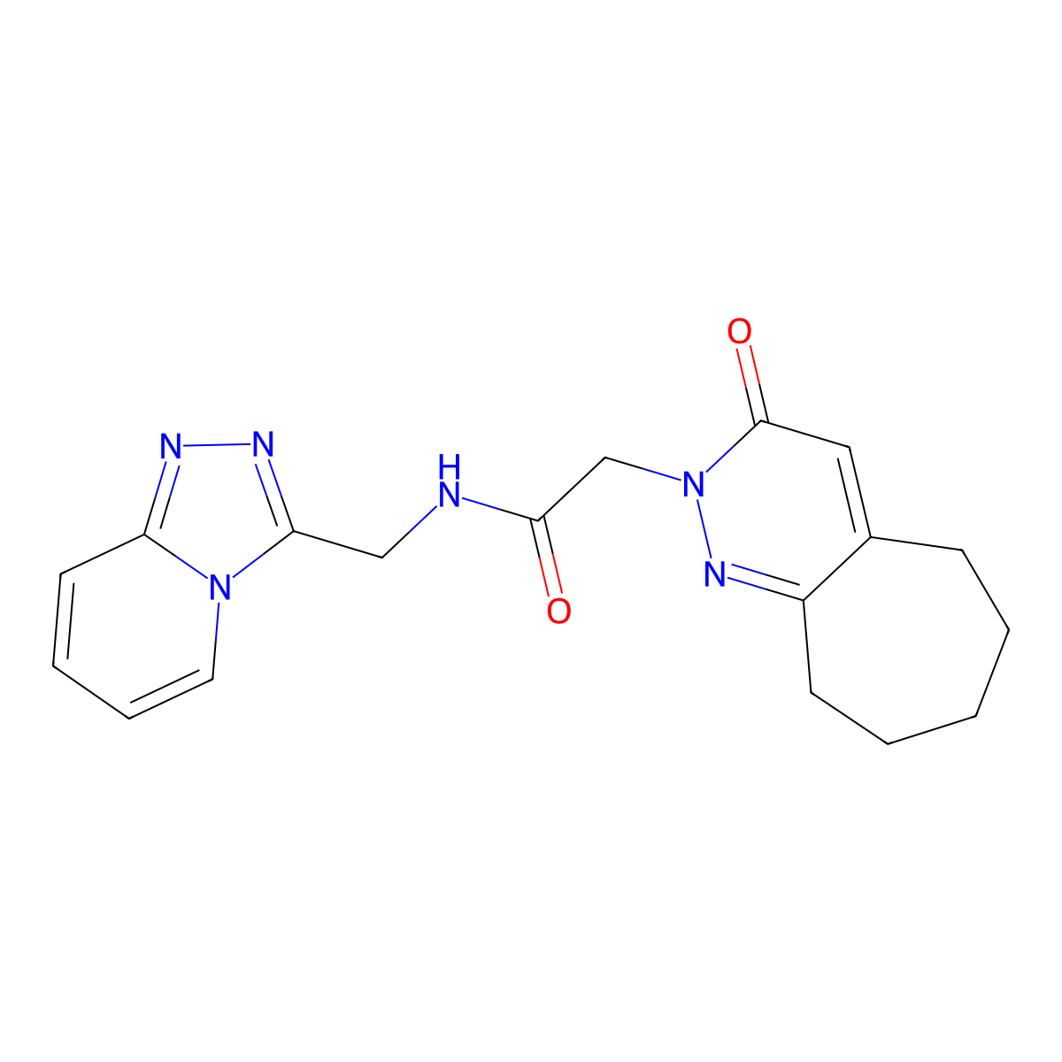 2-(3-oxo-3,5,6,7,8,9-hexahydro-2H-cyclohepta[c]pyridazin-2-yl)-N-([1,2,4]triazolo[4,3-a]pyridin-3-ylmethyl)acetamide molecular structure, CAS 1401581-16-5