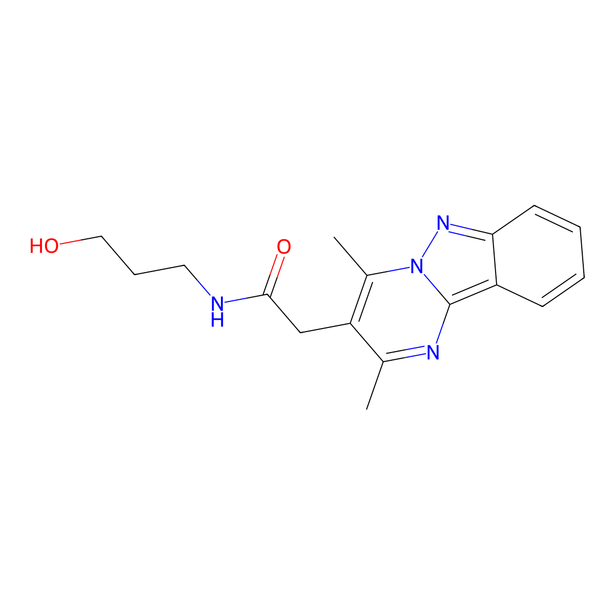 2-(2,4-dimethylpyrimido[1,2-b]indazol-3-yl)-N-(3-hydroxypropyl)acetamide molecular structure, CAS 1401581-21-2