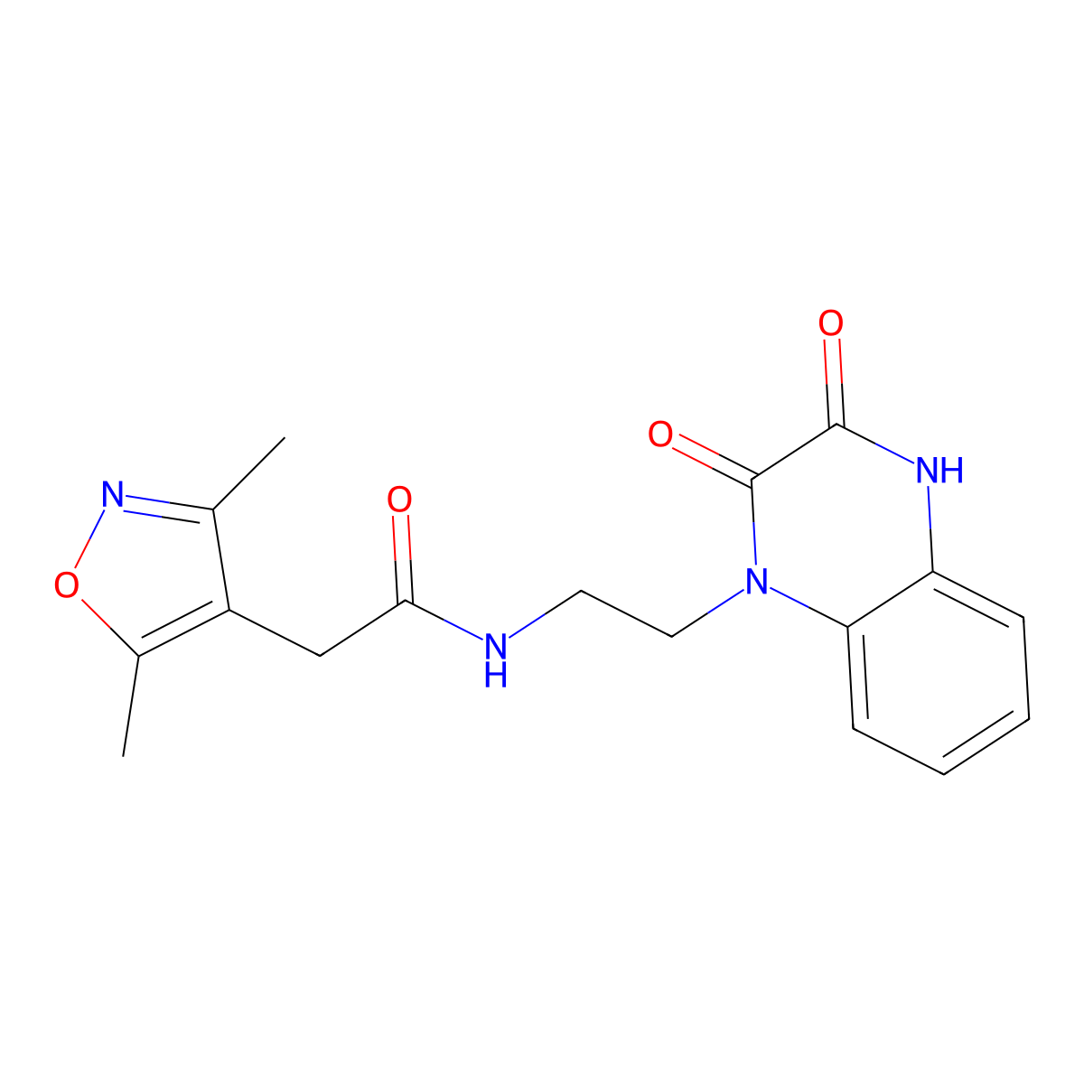 2-(3,5-dimethylisoxazol-4-yl)-N-(2-(3-hydroxy-2-oxoquinoxalin-1(2H)-yl)ethyl)acetamide molecular structure, CAS 1401581-34-7