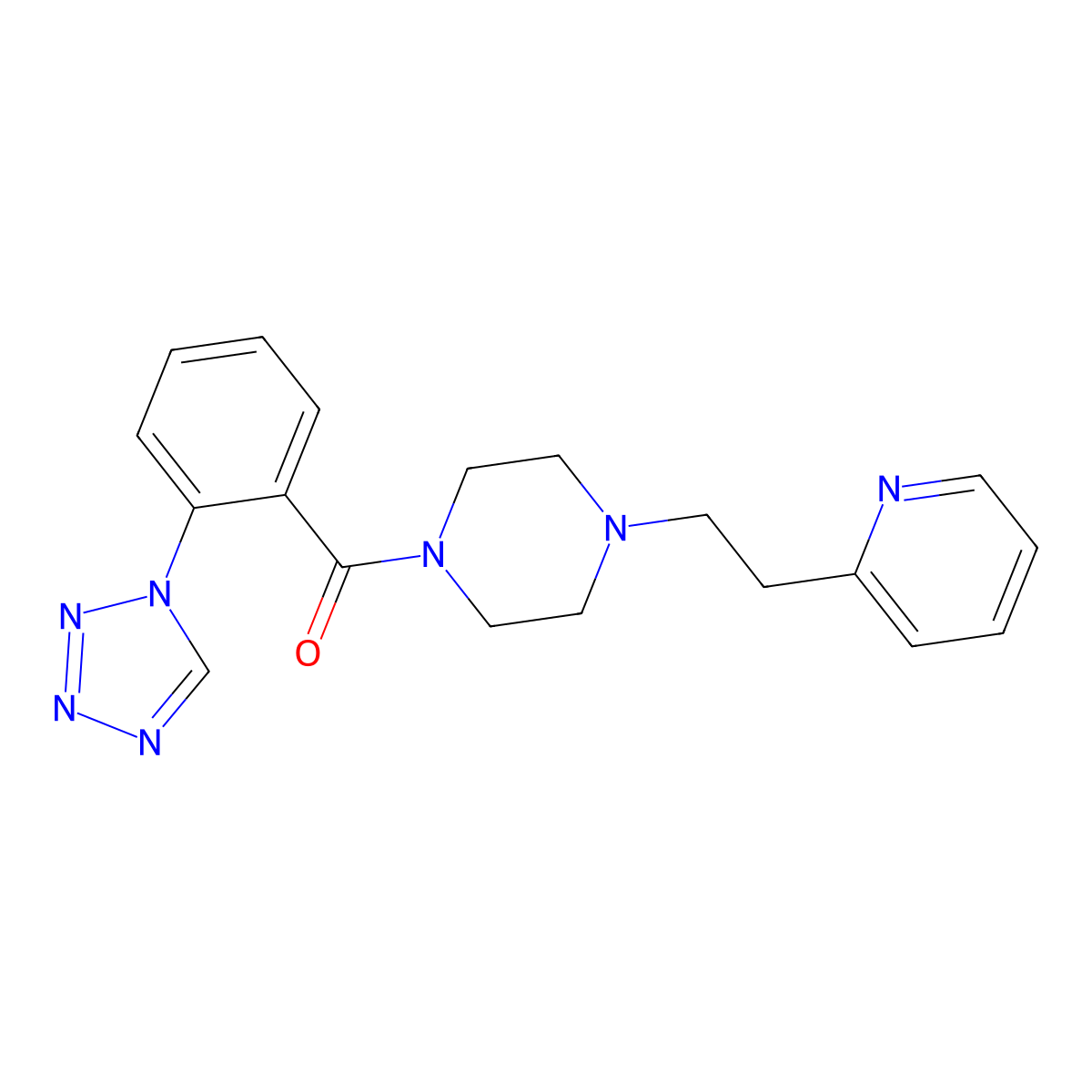 {4-[2-(pyridin-2-yl)ethyl]piperazin-1-yl}[2-(1H-tetrazol-1-yl)phenyl]methanone molecular structure, CAS 1401581-36-9
