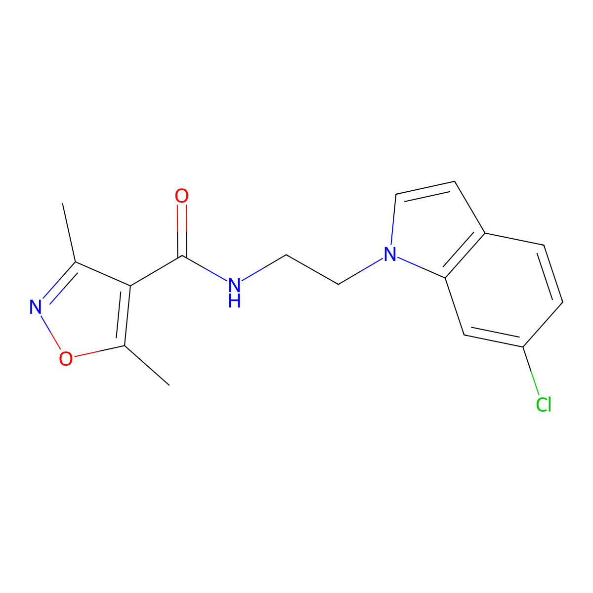 N-[2-(6-chloro-1H-indol-1-yl)ethyl]-3,5-dimethyl-4-isoxazolecarboxamide molecular structure, CAS 1401581-39-2