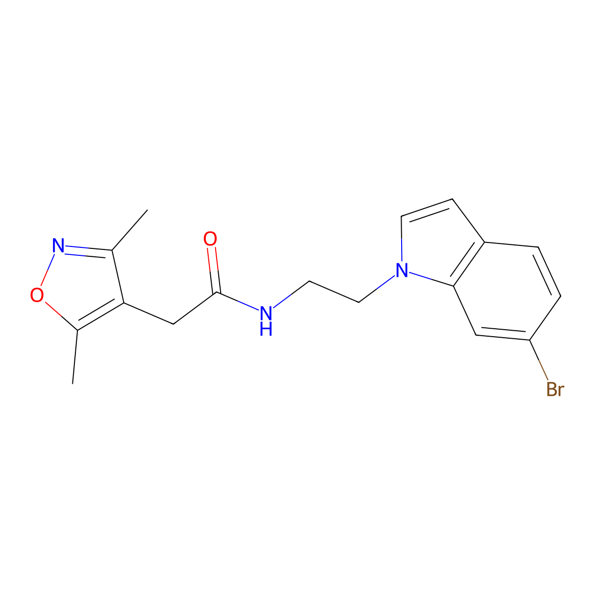 N-[2-(6-bromo-1H-indol-1-yl)ethyl]-2-(3,5-dimethyl-1,2-oxazol-4-yl)acetamide molecular structure, CAS 1401581-40-5