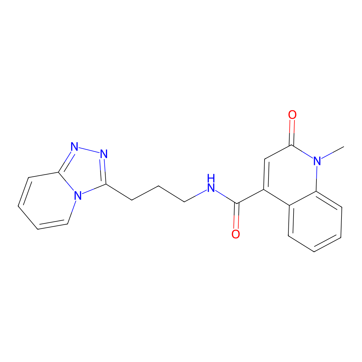 1-methyl-2-oxo-N-[3-([1,2,4]triazolo[4,3-a]pyridin-3-yl)propyl]-1,2-dihydroquinoline-4-carboxamide molecular structure, CAS 1401581-42-7