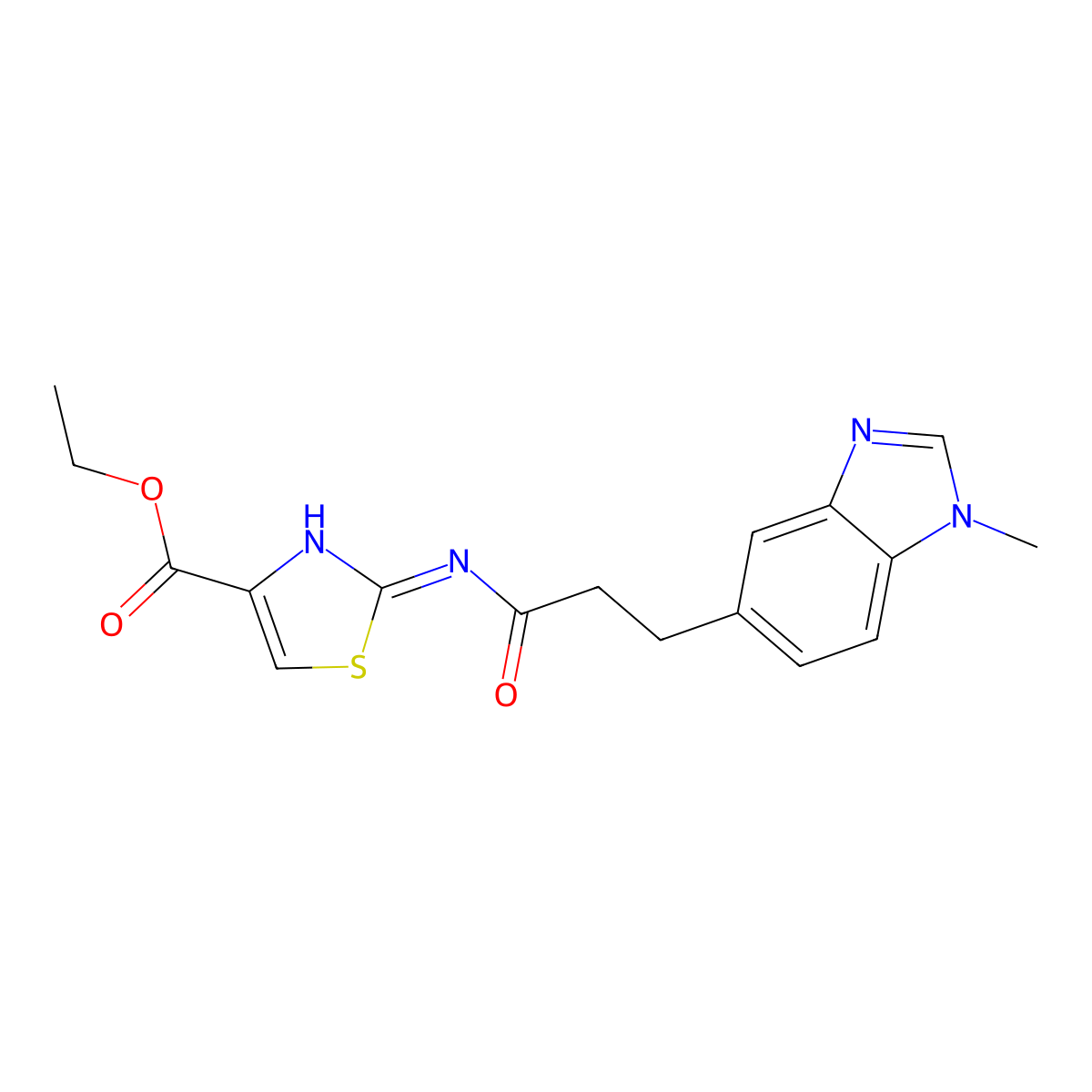 ethyl 2-{[3-(1-methyl-1H-benzimidazol-5-yl)propanoyl]amino}-1,3-thiazole-4-carboxylate molecular structure, CAS 1401581-44-9