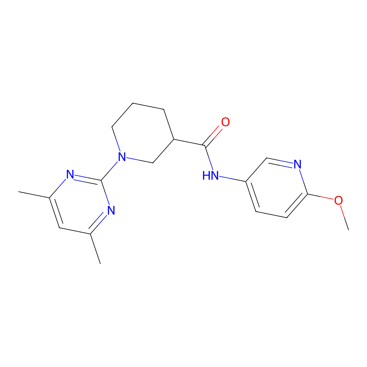 1-(4,6-dimethylpyrimidin-2-yl)-N-(6-methoxypyridin-3-yl)piperidine-3-carboxamide molecular structure, CAS 1401581-52-9