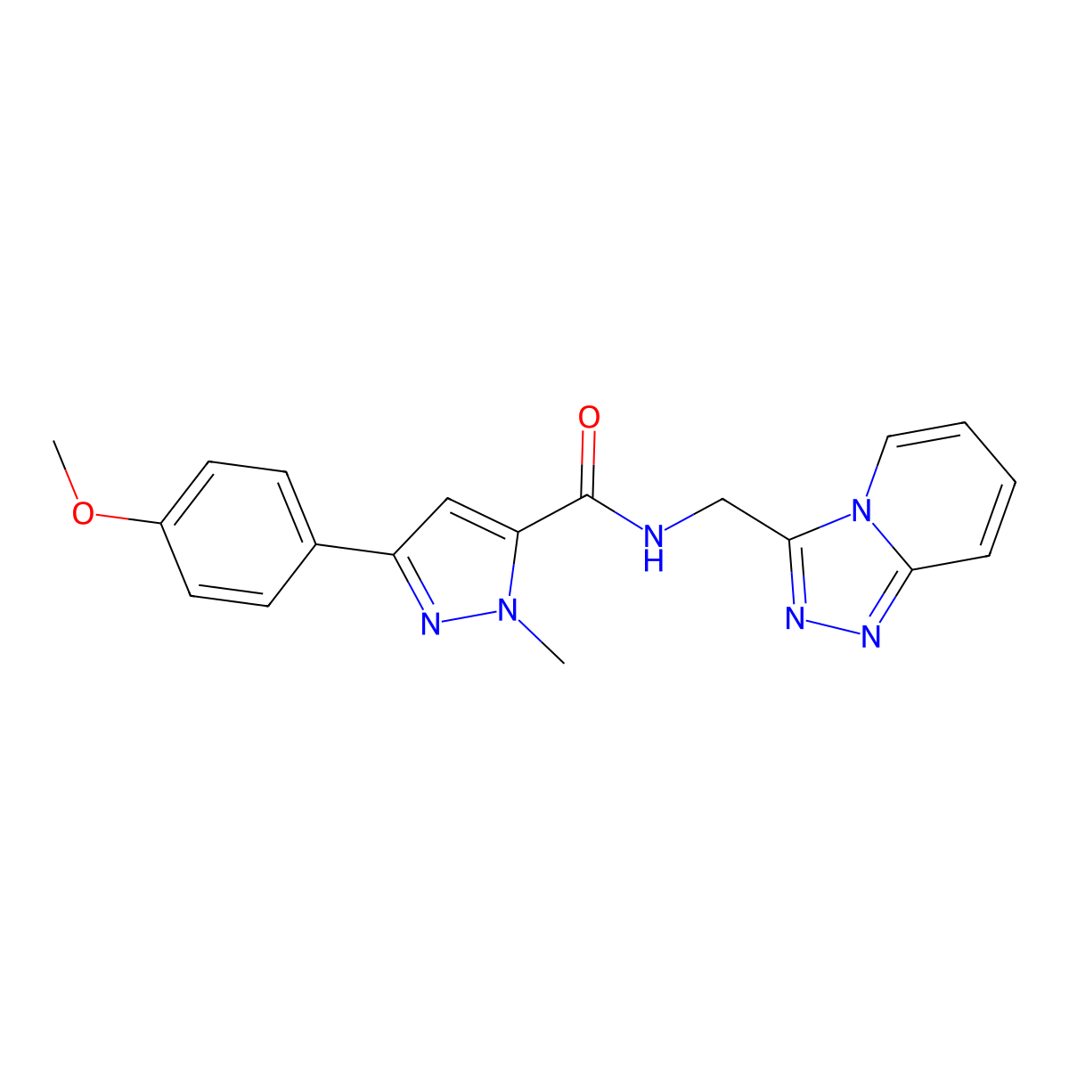 3-(4-methoxyphenyl)-1-methyl-N-([1,2,4]triazolo[4,3-a]pyridin-3-ylmethyl)-1H-pyrazole-5-carboxamide molecular structure, CAS 1401581-74-5