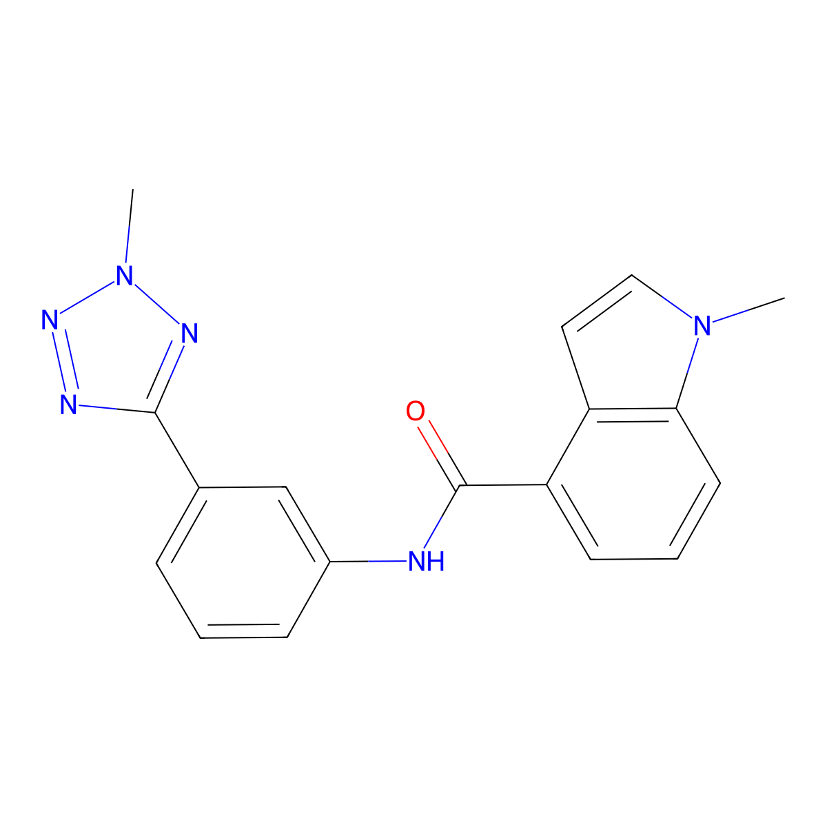 1-methyl-N-[3-(2-methyl-2H-tetrazol-5-yl)phenyl]-1H-indole-4-carboxamide molecular structure, CAS 1401581-96-1