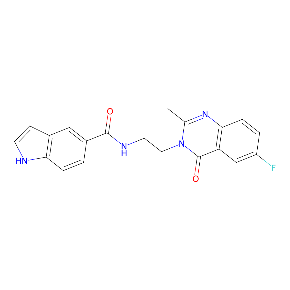 N-(2-(6-fluoro-2-methyl-4-oxoquinazolin-3(4H)-yl)ethyl)-1H-indole-5-carboxamide molecular structure, CAS 1401582-01-1