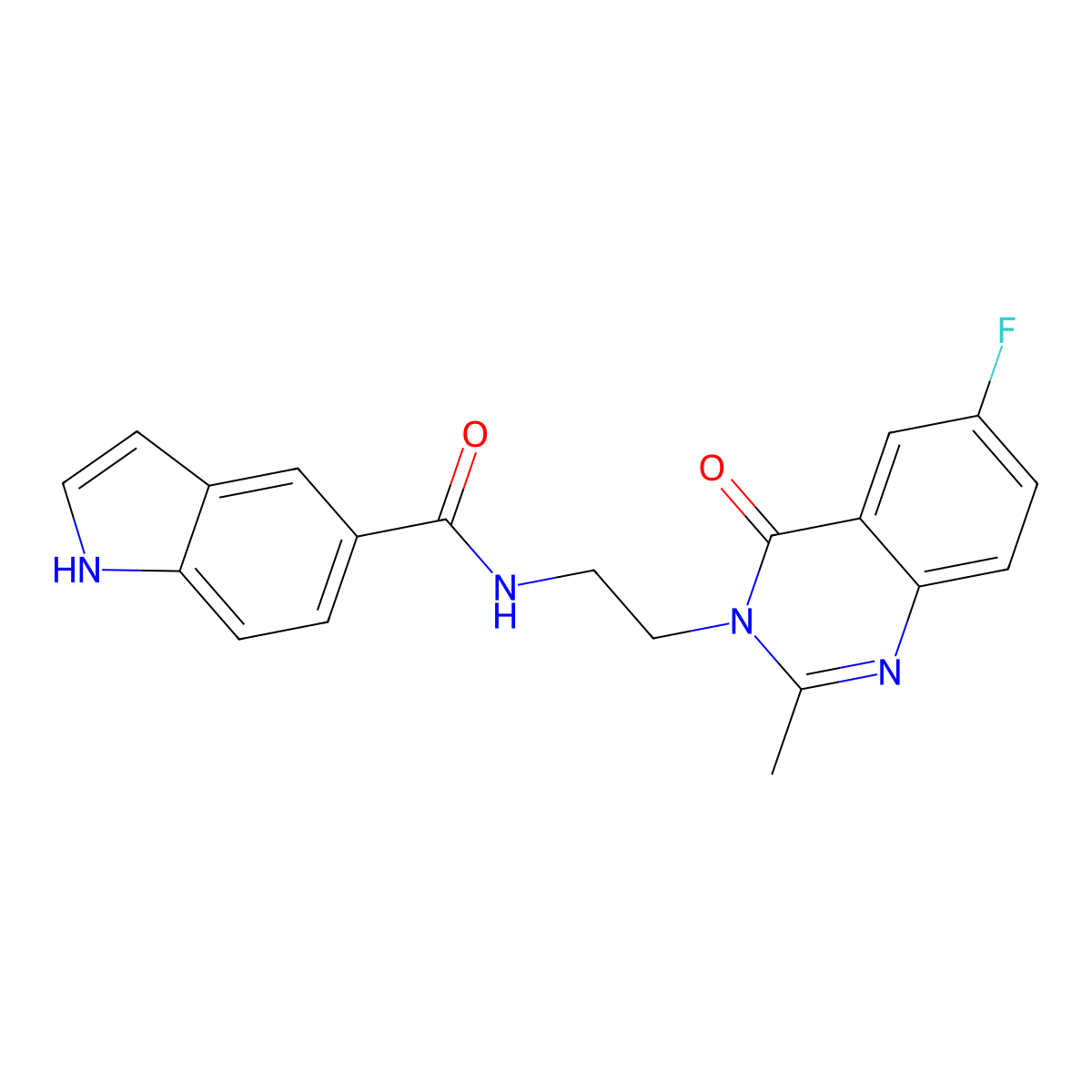 N-(2-(6-fluoro-2-methyl-4-oxoquinazolin-3(4H)-yl)ethyl)-1H-indole-5-carboxamide molecular structure, CAS 1401582-01-1