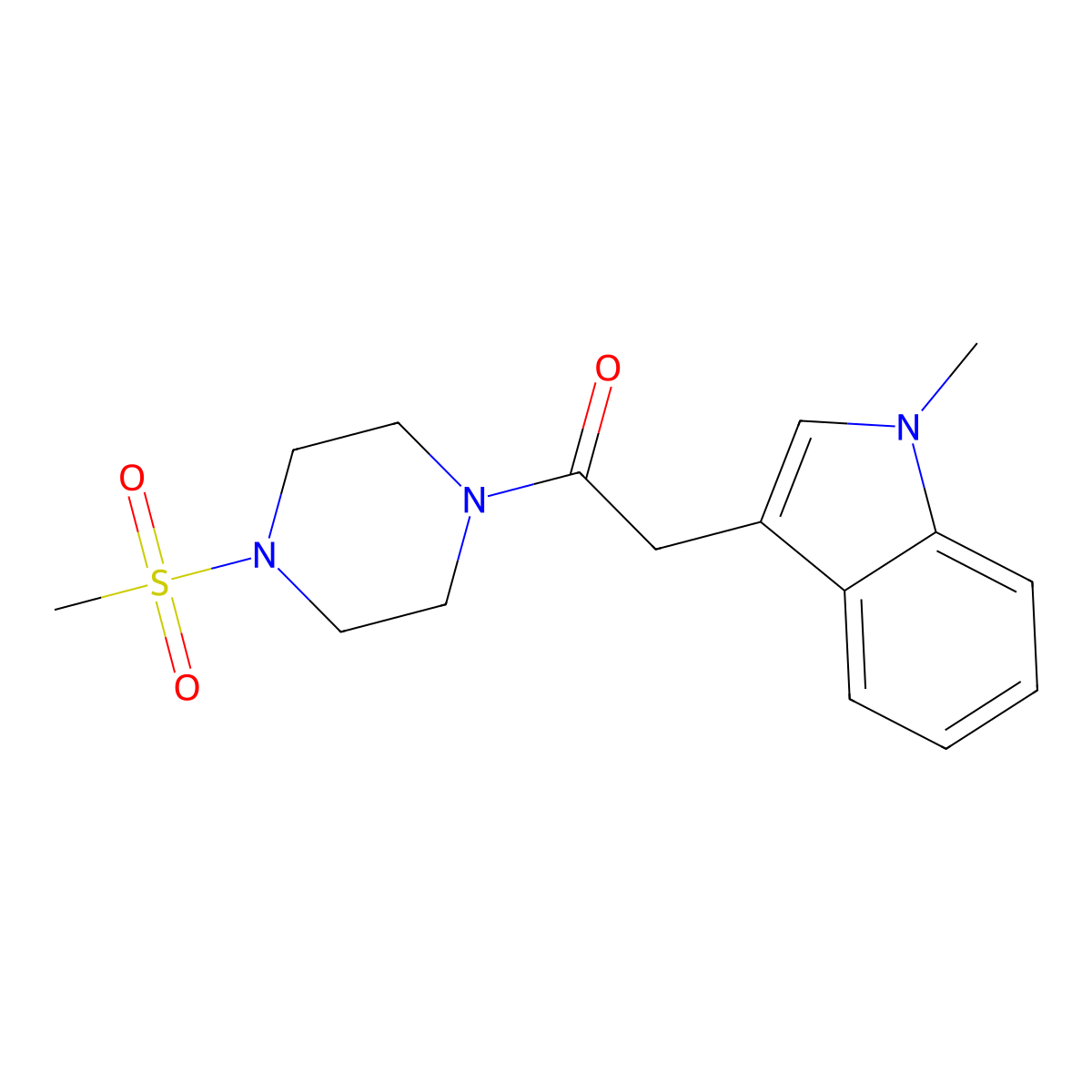 2-(1-methyl-1H-indol-3-yl)-1-[4-(methylsulfonyl)piperazin-1-yl]ethanone molecular structure, CAS 1401582-14-6