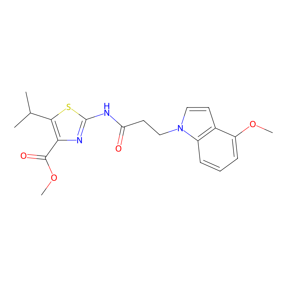 methyl 5-isopropyl-2-{[3-(4-methoxy-1H-indol-1-yl)propanoyl]amino}-1,3-thiazole-4-carboxylate molecular structure, CAS 1401582-23-7