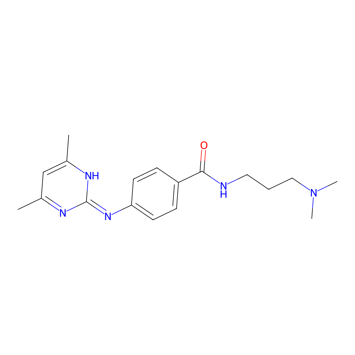 N-(3-(dimethylamino)propyl)-4-((4,6-dimethylpyrimidin-2-yl)amino)benzamide molecular structure, CAS 1401582-29-3