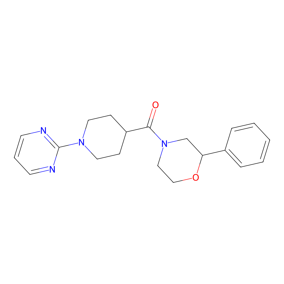 (2-Phenylmorpholin-4-yl)[1-(pyrimidin-2-yl)piperidin-4-yl]methanone molecular structure, CAS 1401582-32-8