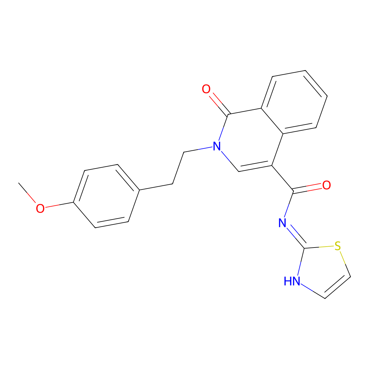 2-(4-methoxyphenethyl)-1-oxo-N-(thiazol-2-yl)-1,2-dihydroisoquinoline-4-carboxamide molecular structure, CAS 1401582-50-0
